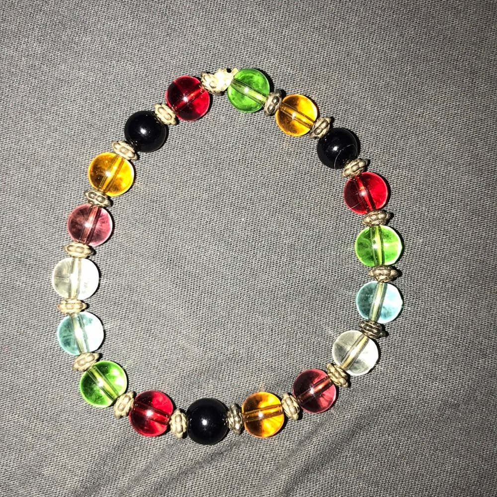 Gorgeous Multicolored GLASS Beads/Stretch Bracelet